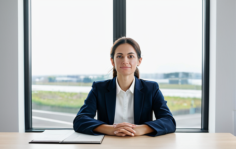 A serene individual, fully clothed in a modest, contemporary business casual outfit, sitting calmly at a minimalist desk in a bright, modern office space. Through a large window, a soft, naturally cloudy sky is visible, symbolizing impermanence and tranquility. The person's hands are resting peacefully, indicating present moment awareness. Professional photography, sharp focus, natural light, high quality, perfect anatomy, correct proportions, natural pose, well-formed hands, proper finger count, natural body proportions, safe for work, appropriate content, fully clothed, modest, family-friendly.