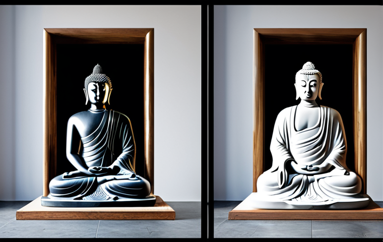 Okay, here are two Stable Diffusion XL image prompts based on the provided text, focusing on visualizing the core concepts of Buddhist principles for ego reduction in a safe and professional manner: