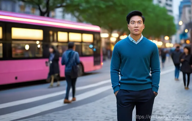 불교에서의 의식 확장 - **Urban Serenity: The Calm Amidst the Rush**
A gender-neutral person, appearing to be in their 3...