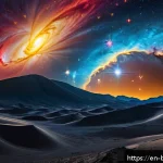 Home 18 불교와 우주론 - A vast cosmic landscape illustrating the dance of impermanence: radiant stars at various life stages...